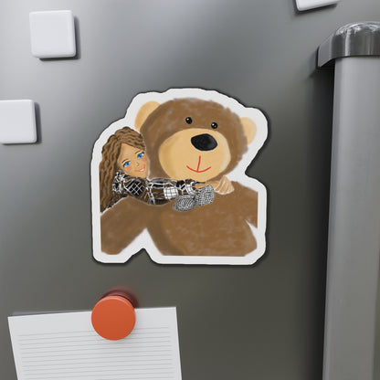 Cute Bear and Girl Die-Cut Magnet | Perfect Gift for Kids, Home Decor, Fridge Magnet, Nursery Decoration, Kids' Room