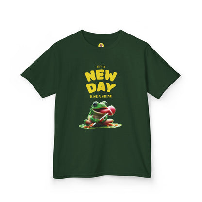 Inspirational Kids Tee, Fun Children’s T-Shirt, Positive Vibes Apparel, Motivational Kidswear, Gift for Teens, New Day Design