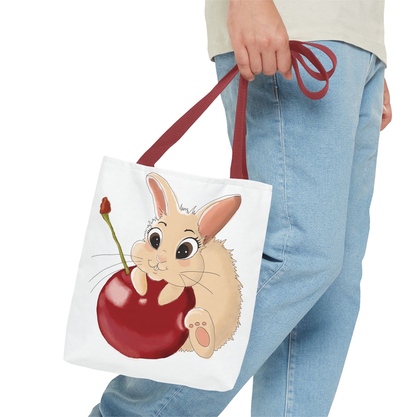 Cute Bunny Cherry Tote Bag - Adorable Animal Design for Animal Lovers
