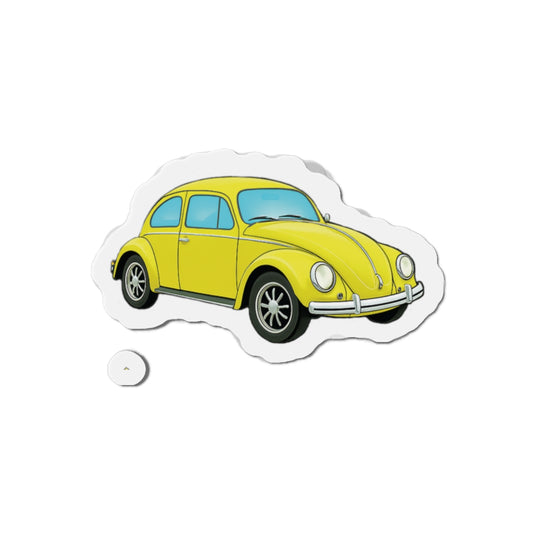 Yellow Beetle Car Die-Cut Magnet - Fun Auto Décor, Car Lover Gift, Fridge Magnet, Cute Home Accessories, Retro Style Décor