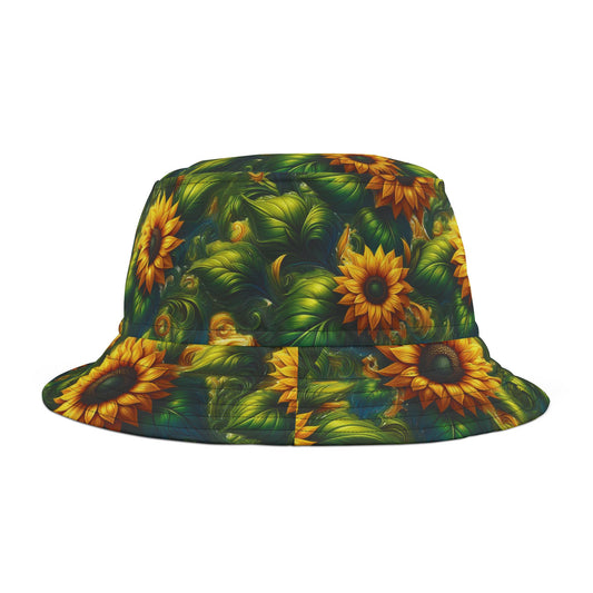 Sunflower Bucket Hat, Floral Summer Hat, Beach Vacation Accessory, Garden Party Hat, Outdoor Festival Wear