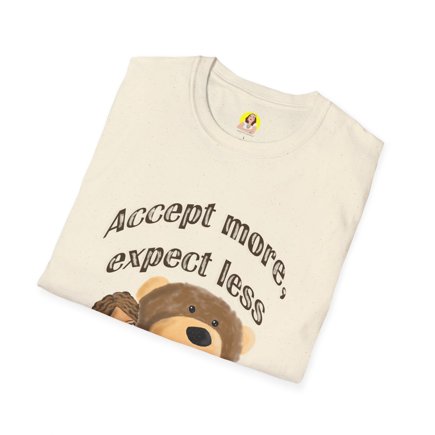 Cute Bear Graphic T-Shirt - Accept More, Expect Less - Funny Animal Tee, Gift for Friends, Cozy Casual Shirt, Birthday Gift, [...]