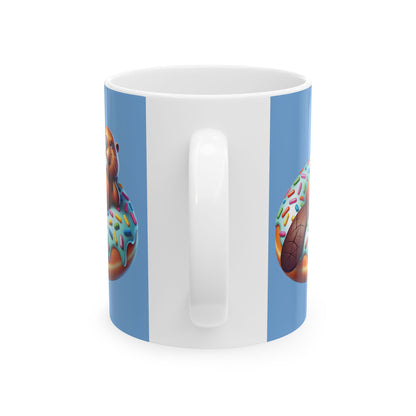 Cute Cartoon Bear Donut Ceramic Mug | Fun Gift for Animal Lovers