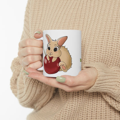 Mug - Cute Bunny with a Cherry Ceramic Mug, 11oz, 15oz