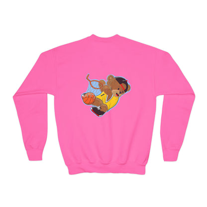 Youth Basketball Bear Sweatshirt - Cozy, Fun Gift for Kids, Perfect for Birthdays, Sports Events, or Casual Wear, Kids Crewneck