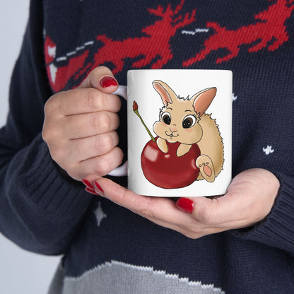 Mug - Cute Bunny with a Cherry Ceramic Mug, 11oz, 15oz