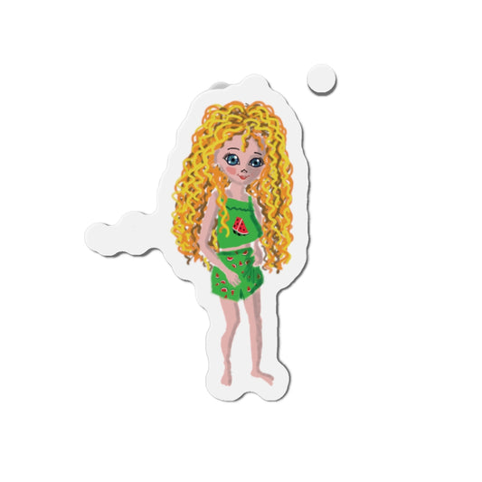 Whimsical Die-Cut Magnets with Fun Girl Illustration, Cute Kitchen Decor, Colorful Refrigerator Magnet, Gift for Kids, Summer Vibe [...]