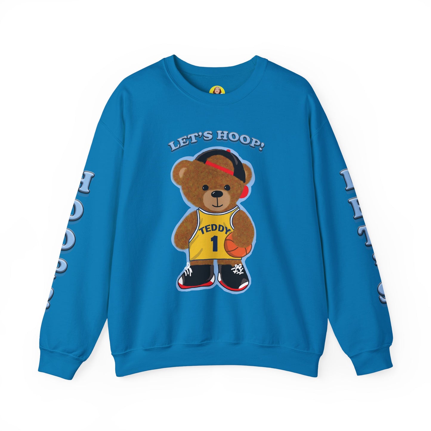Basketball Teddy Bear Sweatshirt, Cute Athleisure, Kid's Fashion, Sports Gift, Cozy Unisex Crewneck