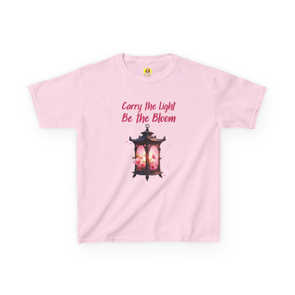 Kids Inspirational Graphic Tee - "Carry the Light, Be The Bloom" - Cute Gift for Children, Birthday, Everyday Wear, Positive Message