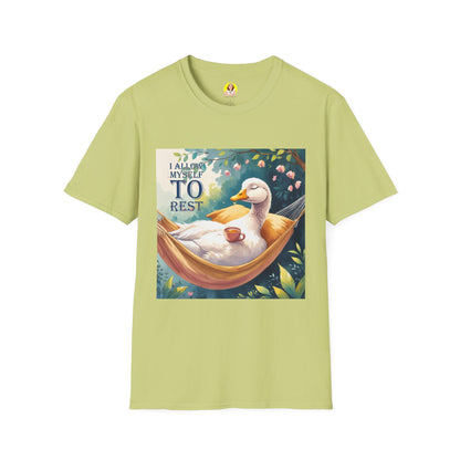 Relaxing Duck Unisex T-Shirt, Nature Lover Tee, Cozy Gift for Friends, Mother's Day Present, Unique Rest Quote Tee, Fall Apparel