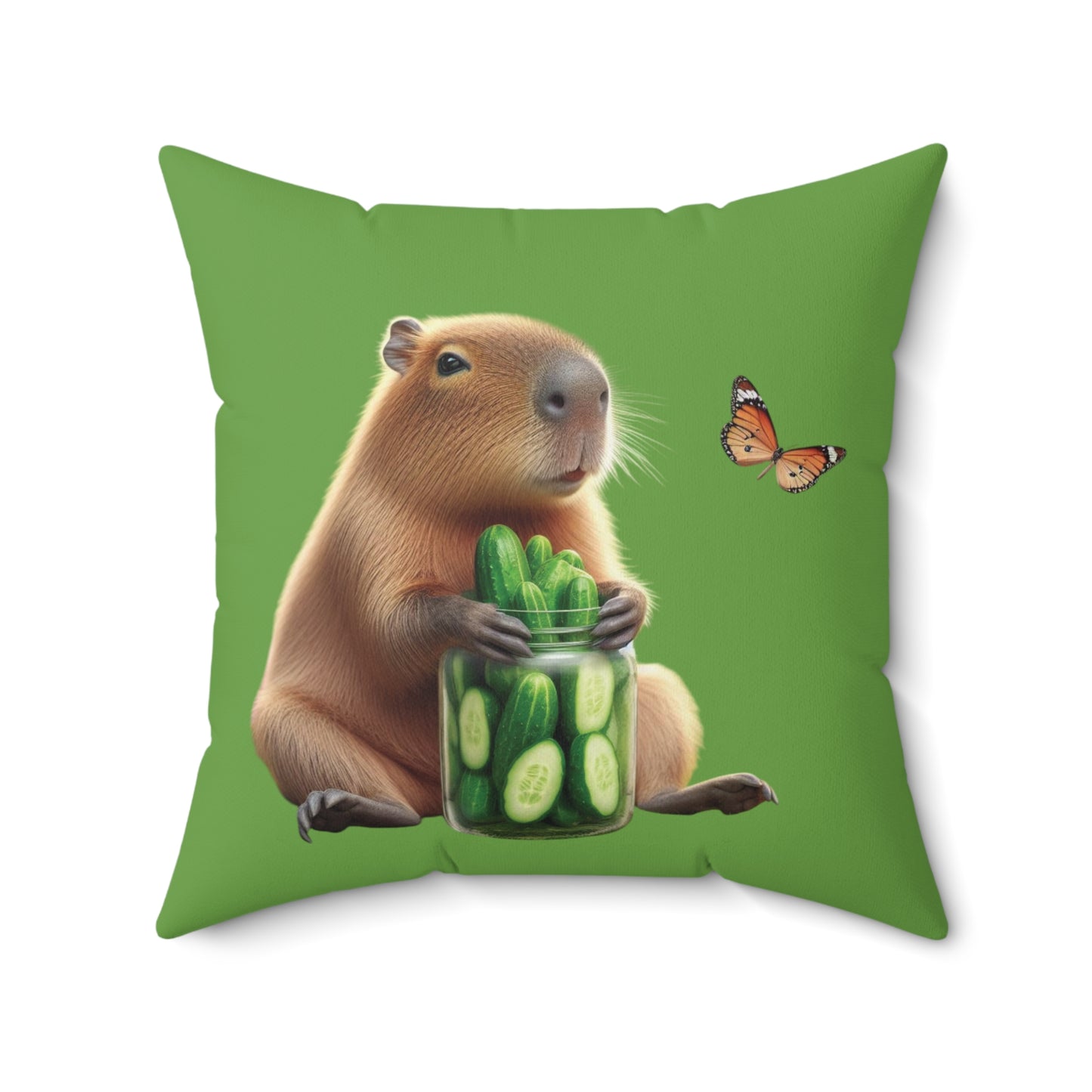 Cute Capybara Cucumber Square Pillow – Cozy Home Decor