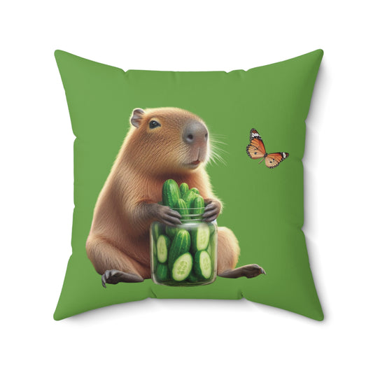Cute Capybara Cucumber Square Pillow – Cozy Home Decor