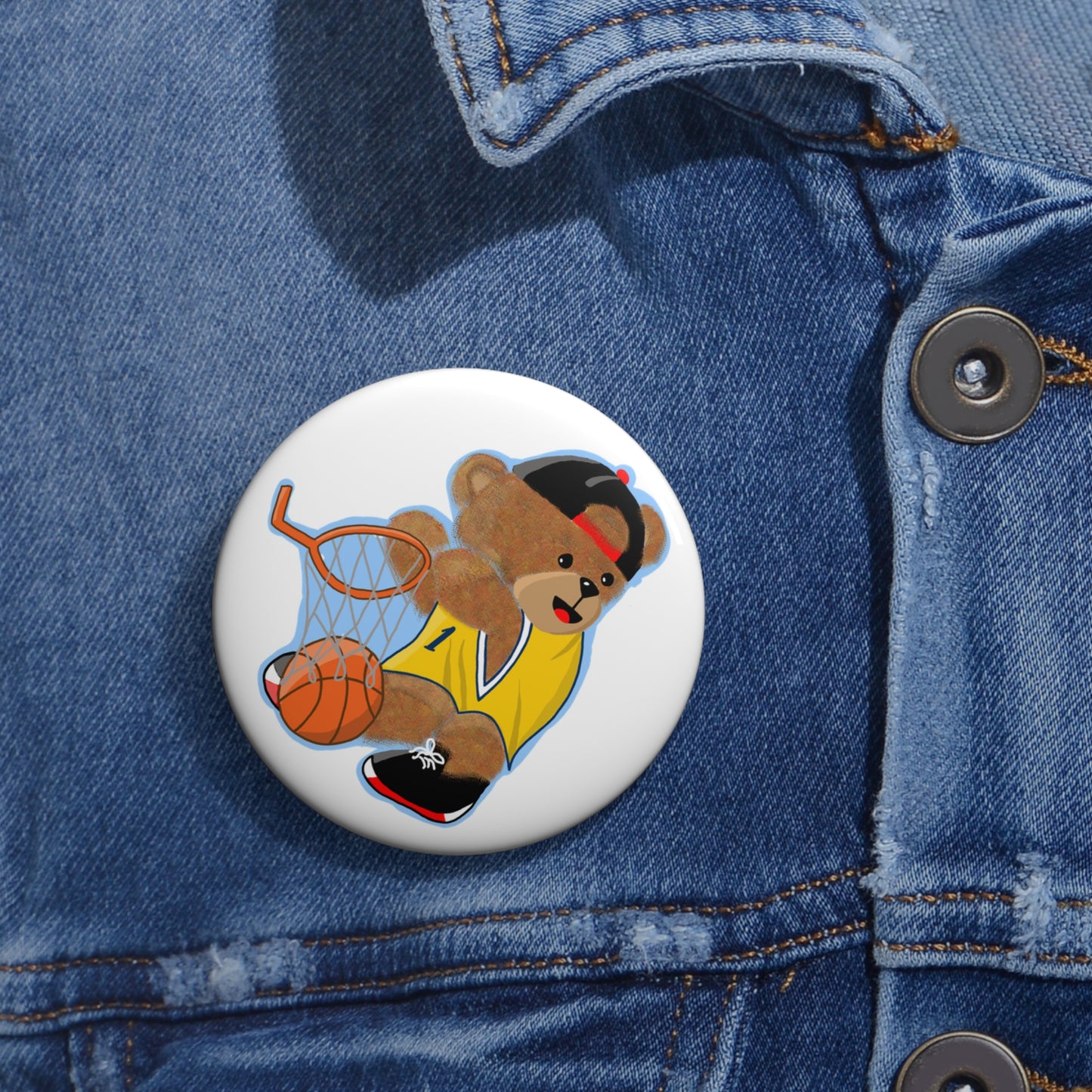 Custom Basketball Bear Pin Buttons | Unique Accessories for Sports Lovers, Cute Gifts for Kids, Party Favors, Collectibles, Team Spirit