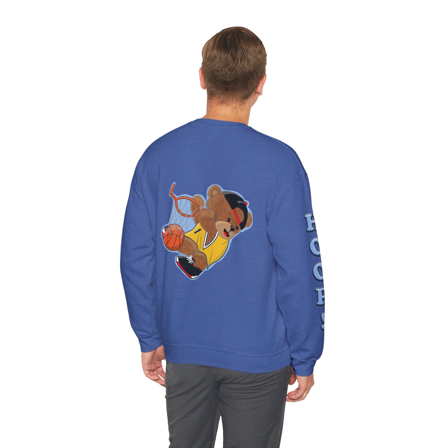 Basketball Teddy Bear Sweatshirt, Cute Athleisure, Kid's Fashion, Sports Gift, Cozy Unisex Crewneck
