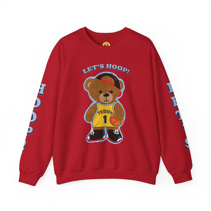 Basketball Teddy Bear Sweatshirt, Cute Athleisure, Kid's Fashion, Sports Gift, Cozy Unisex Crewneck