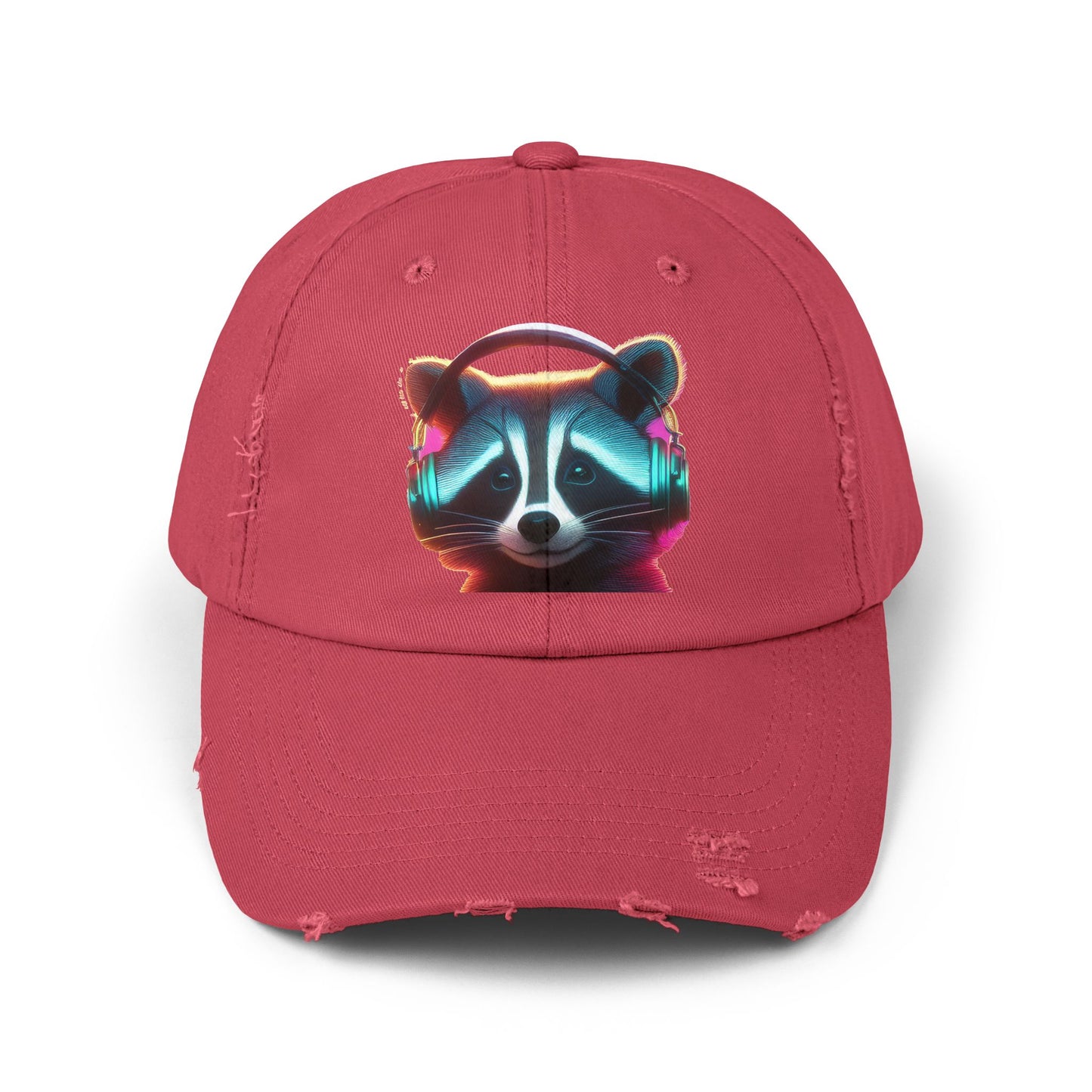 Cool Raccoon Distressed Cap | Trendy Unisex Snapback | Fun Outing Gear | Gift for Animal Lovers, Music Fans, Casual Wear