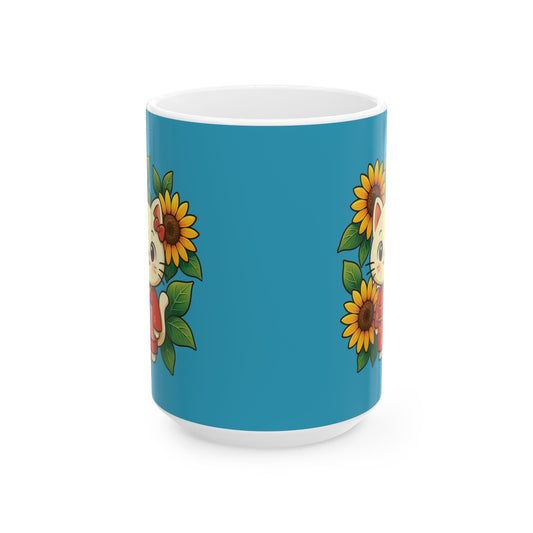 Sunflower Love Ceramic Mug - Floral Coffee Cup for Gift, Home Decor, Tea Drinkers, Mother's Day, Birthday, Plant Lovers