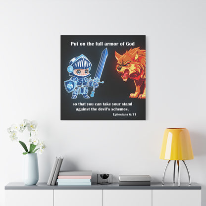 Knight and Wolf Canvas Art, Kid's Room Decor, Motivational Wall Art, Adventure Theme, Gamer Gift