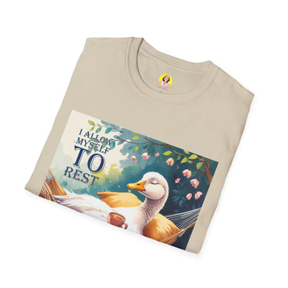 Relaxing Duck Unisex T-Shirt, Nature Lover Tee, Cozy Gift for Friends, Mother's Day Present, Unique Rest Quote Tee, Fall Apparel