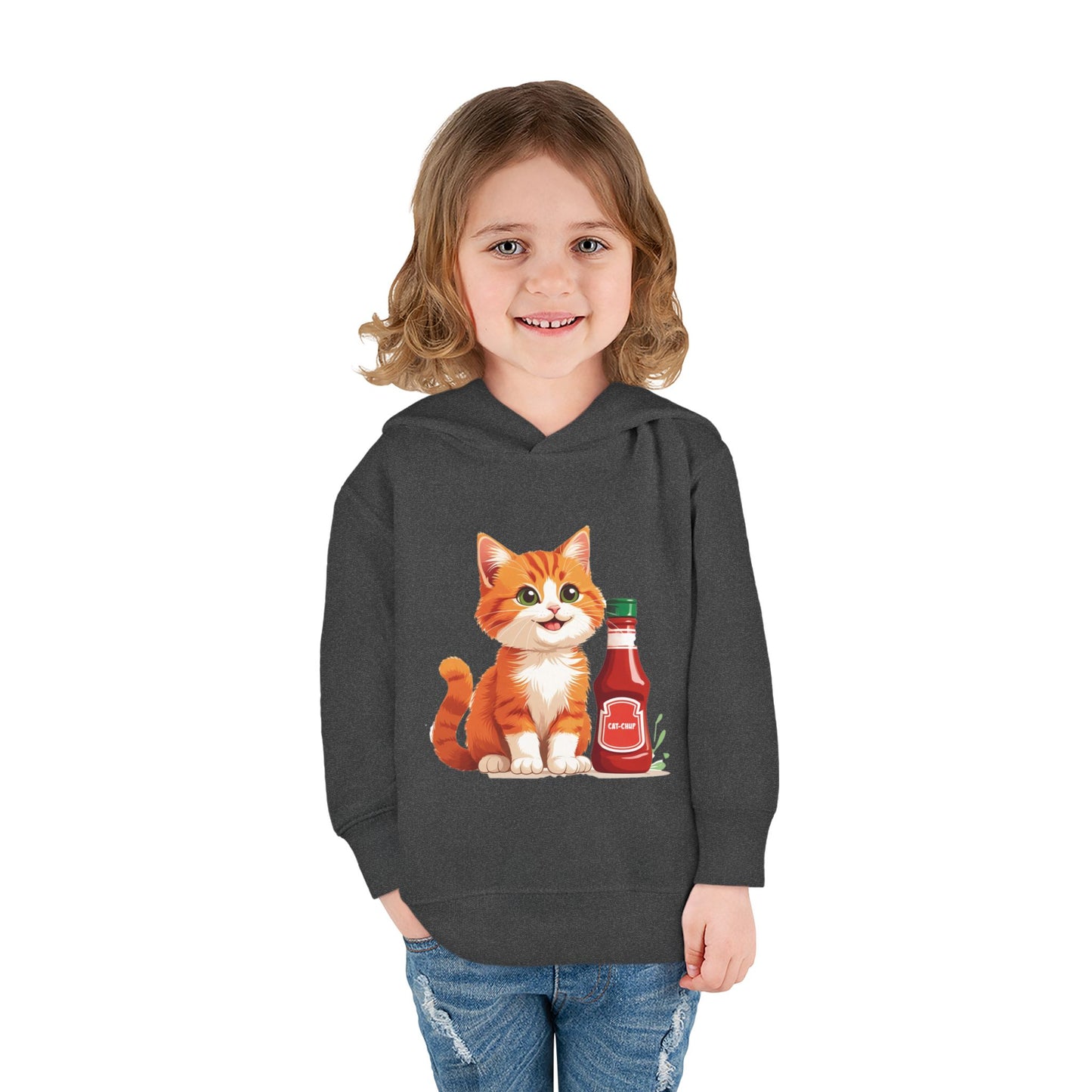 Cute Cat Fleece Toddler Hoodie, Cozy Kid's Apparel, Perfect for Gift, Winter Wear, Cat Lover's Sweatshirt
