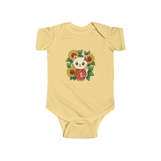 Sunflower Cat Infant Bodysuit, Cute Baby Gift, Newborn Outfit, Baby Shower Present, Summer Clothing, Adorable Onesie