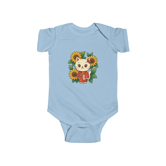 Sunflower Cat Infant Bodysuit, Cute Baby Gift, Newborn Outfit, Baby Shower Present, Summer Clothing, Adorable Onesie