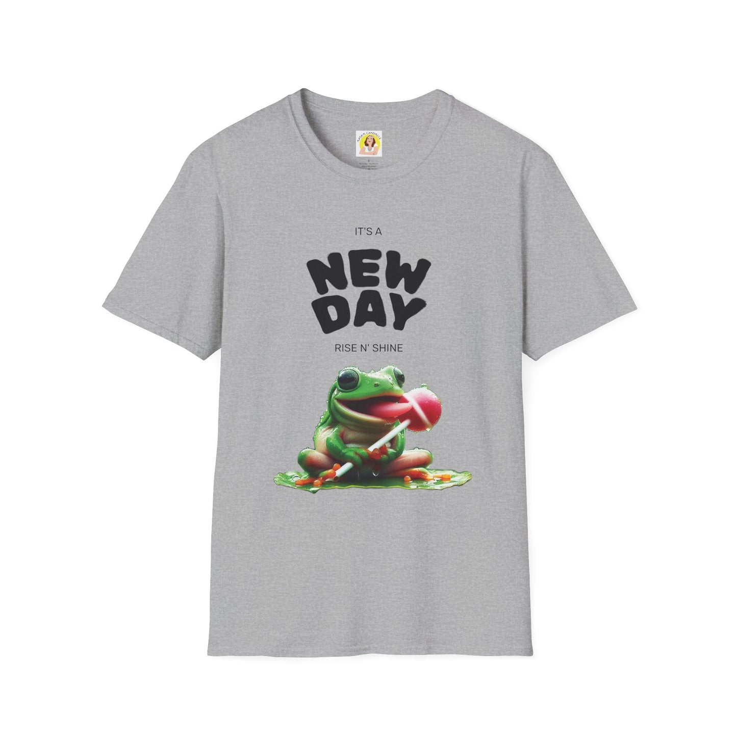 Unisex Frog Graphic T-Shirt - 'It's a New Day, Rise N' Shine'