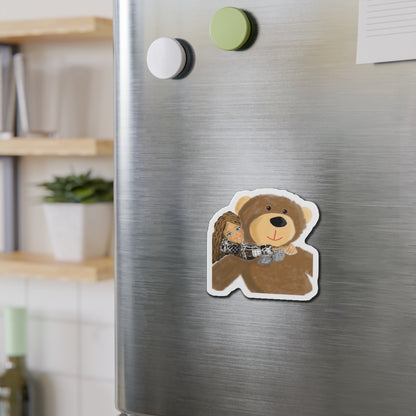Cute Bear and Girl Die-Cut Magnet | Perfect Gift for Kids, Home Decor, Fridge Magnet, Nursery Decoration, Kids' Room