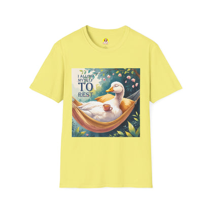Relaxing Duck Unisex T-Shirt, Nature Lover Tee, Cozy Gift for Friends, Mother's Day Present, Unique Rest Quote Tee, Fall Apparel