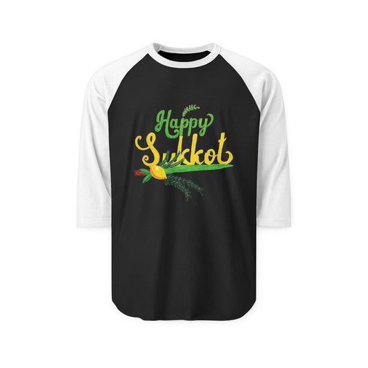 Happy Sukkot Raglan Shirt, Unisex Festive Tee, Fall Celebration Shirt, Jewish Holiday Apparel, Unique Gift for Sukkot