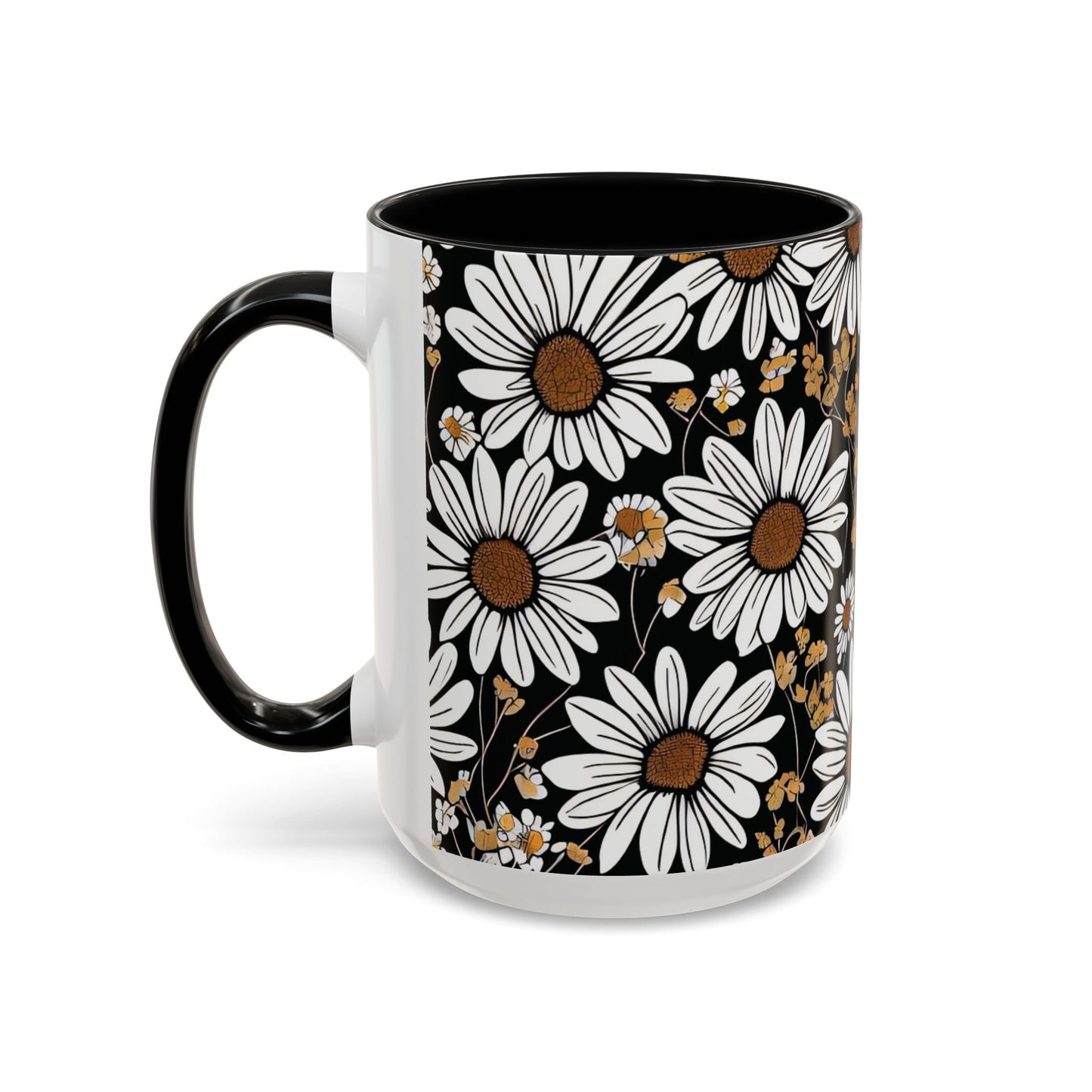 Floral Accent Coffee Mug, Daisy Design Mug for Home, Gift for Plant Lovers, Cute Coffee Cup, Spring Inspired Kitchenware