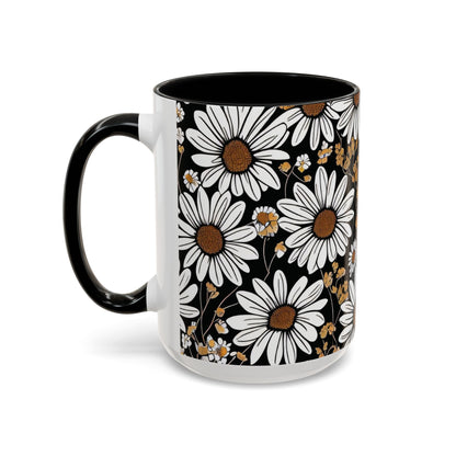 Floral Accent Coffee Mug, Daisy Design Mug for Home, Gift for Plant Lovers, Cute Coffee Cup, Spring Inspired Kitchenware