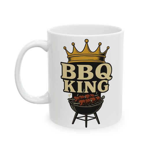 BBQ King Ceramic Mug - Grill Master Gift, BBQ Lover's Cup, Perfect for Father's Day, Birthdays, Cookout Essentials
