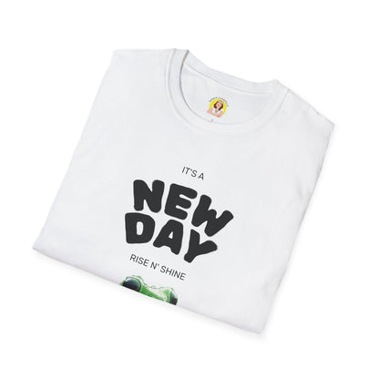 Unisex Frog Graphic T-Shirt - 'It's a New Day, Rise N' Shine'