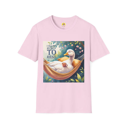 Relaxing Duck Unisex T-Shirt, Nature Lover Tee, Cozy Gift for Friends, Mother's Day Present, Unique Rest Quote Tee, Fall Apparel