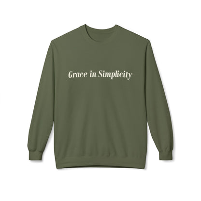 Cozy Quote Crewneck Sweatshirt - "Grace in Simplicity" - Unisex Gift, Casual Wear, Minimalist Style, Cozy Essential, Autumn Layering