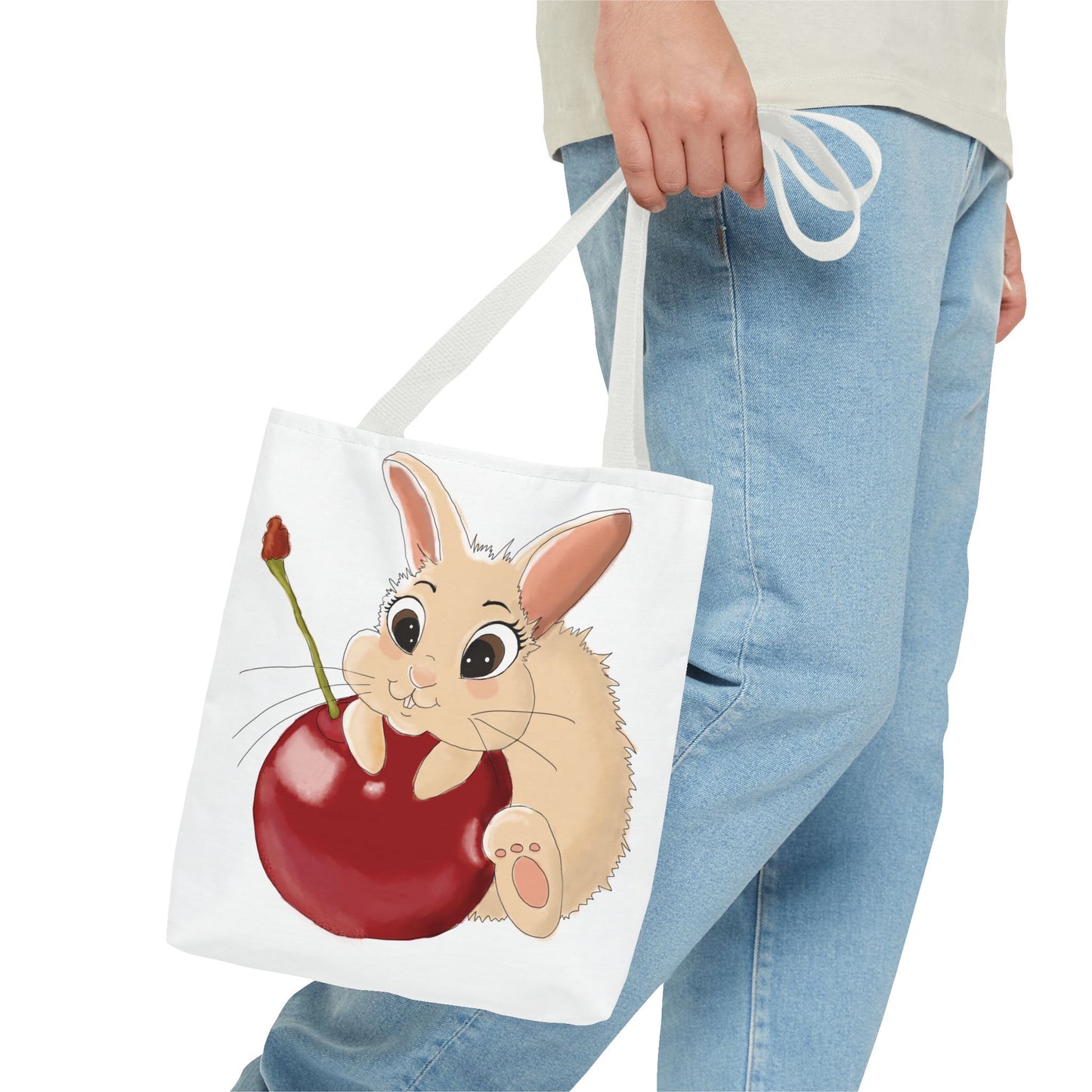 Cute Bunny Cherry Tote Bag - Adorable Animal Design for Animal Lovers