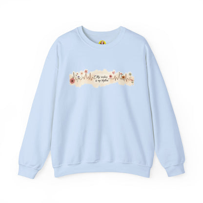 Floral Heartbeat Crewneck Sweatshirt - Cozy Gift for Music Lovers, Unisex Sweatshirt for Birthdays, Valentine's Day, Self-Care