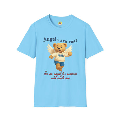 Angel Themed Unisex Softstyle T-Shirt, Cute Gift for Friends, Inspirational Tee, Birthday Gift, Comfort Wear