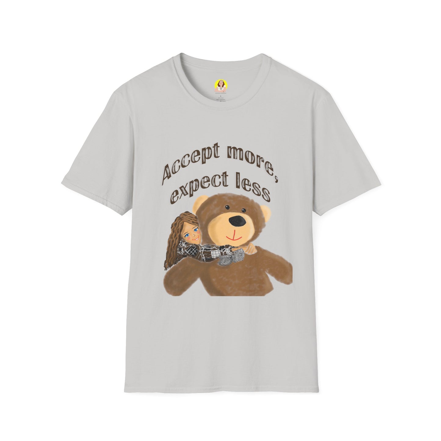 Cute Bear Graphic T-Shirt - Accept More, Expect Less - Funny Animal Tee, Gift for Friends, Cozy Casual Shirt, Birthday Gift, [...]
