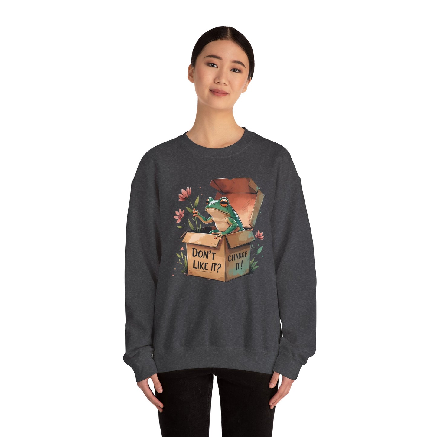 Playful Frog Graphic Sweatshirt, Unisex Crewneck, Fun Gift, Nature Lover Apparel, Inspirational Fashion, Seasonal Wardrobe
