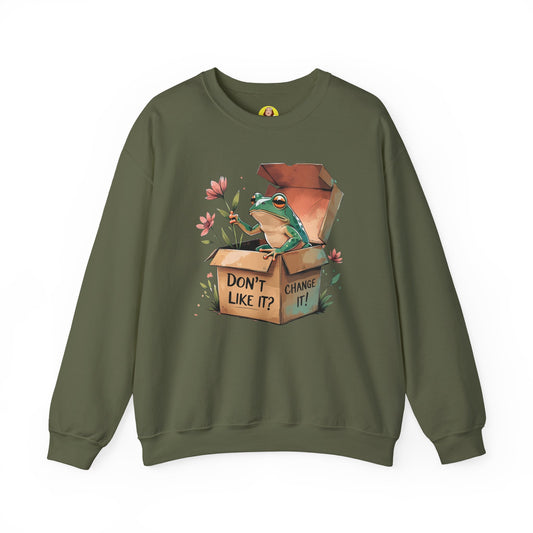 Playful Frog Graphic Sweatshirt, Unisex Crewneck, Fun Gift, Nature Lover Apparel, Inspirational Fashion, Seasonal Wardrobe