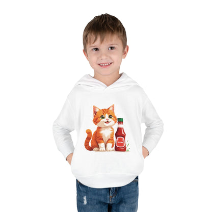 Cute Cat Fleece Toddler Hoodie, Cozy Kid's Apparel, Perfect for Gift, Winter Wear, Cat Lover's Sweatshirt