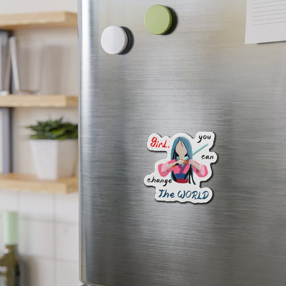 Empowering Girl Power Die-Cut Magnets | Inspirational Decor, Gift for Students, Motivational Sticker, Cute Office Decor