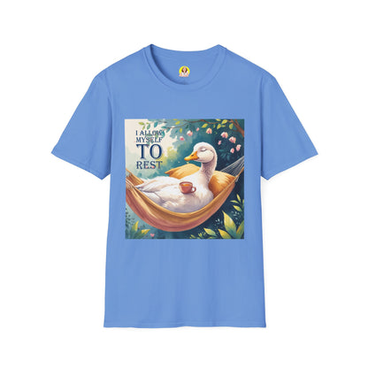 Relaxing Duck Unisex T-Shirt, Nature Lover Tee, Cozy Gift for Friends, Mother's Day Present, Unique Rest Quote Tee, Fall Apparel