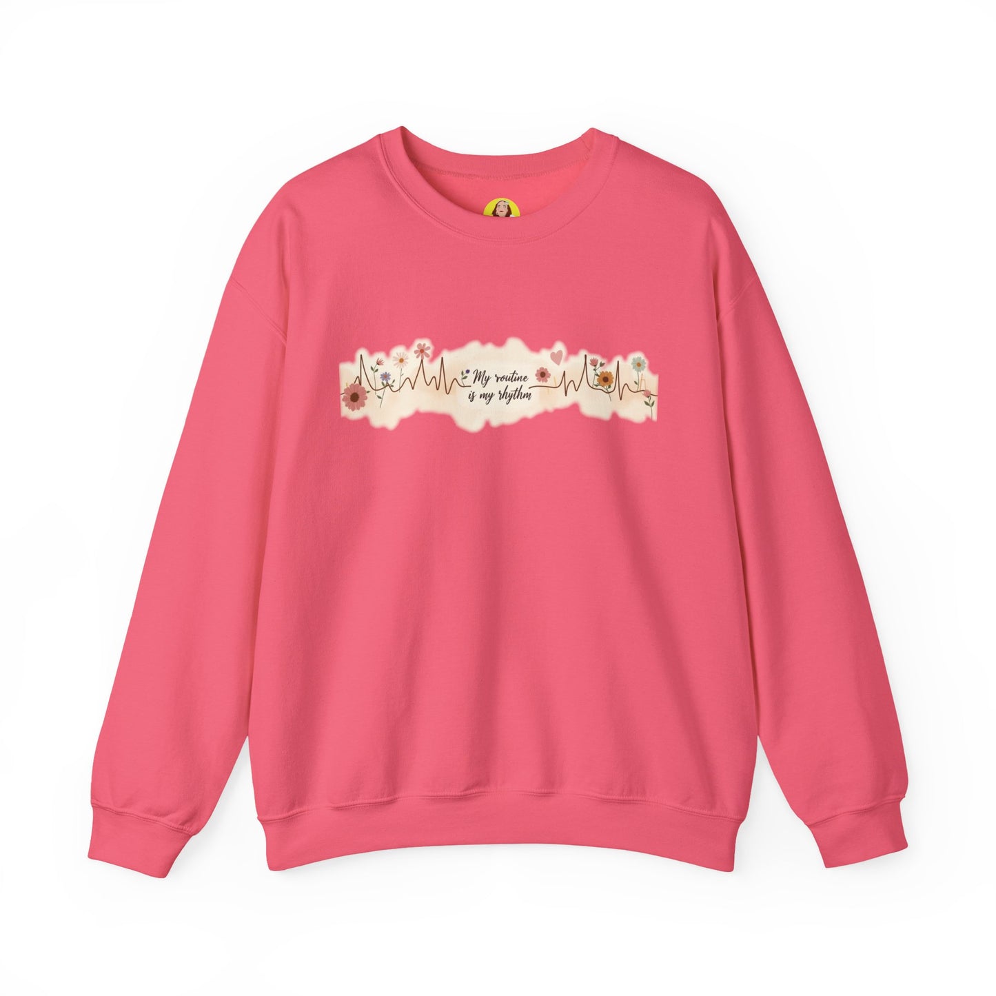 Floral Heartbeat Crewneck Sweatshirt - Cozy Gift for Music Lovers, Unisex Sweatshirt for Birthdays, Valentine's Day, Self-Care