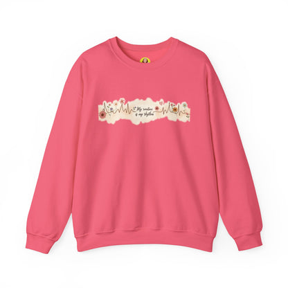 Floral Heartbeat Crewneck Sweatshirt - Cozy Gift for Music Lovers, Unisex Sweatshirt for Birthdays, Valentine's Day, Self-Care
