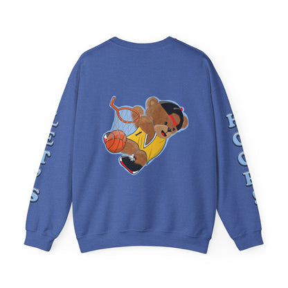 Basketball Teddy Bear Sweatshirt, Cute Athleisure, Kid's Fashion, Sports Gift, Cozy Unisex Crewneck