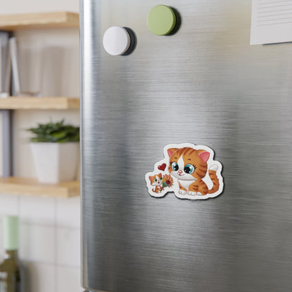 Cute Cat Die-Cut Magnets, Kawaii Cat Decor, Pet Lover Gifts, Fridge Magnets, Cat Mom Gifts, Animal Decor