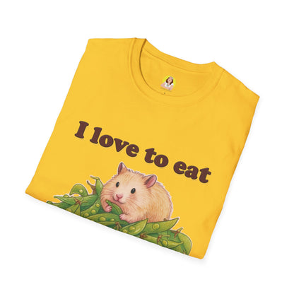 Cute Animal Lover T-Shirt, I Love to Eat Design, Nature Tee, Gifts for Animal Lovers, Casual Wear, Fun Gift, Eco-Friendly Fashion, Hebrew T-Shirt
